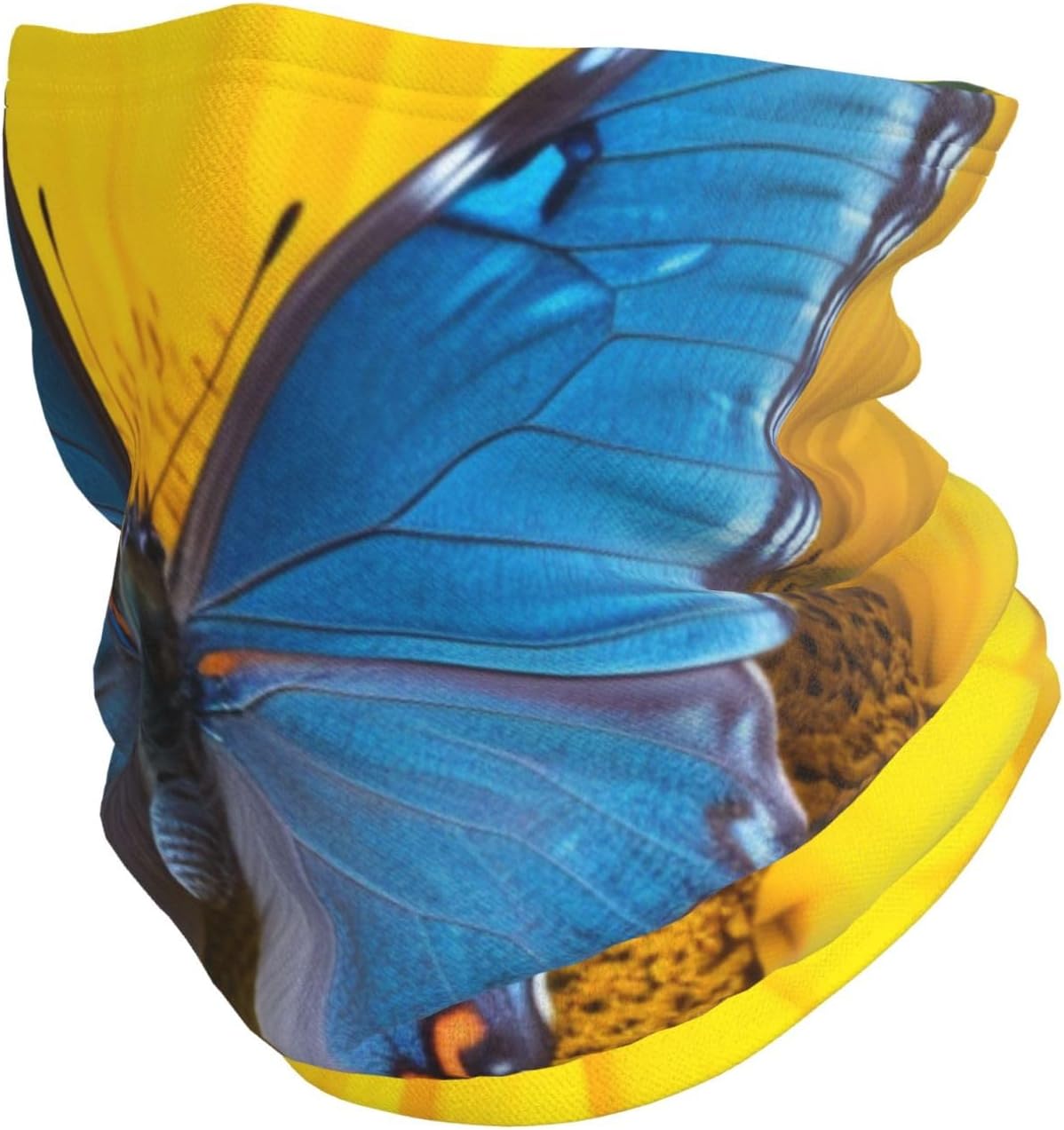 Winter Neck Warmer for Men Women, Sunflower Blue Butterfly Neck Gaiter UV Sun Protection Face Mask Windproof Cold Weather Face Cover Thermal Ski Mask Scarf for Outdoor Sports Bandana