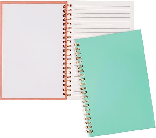 Paquete de 2 cuadernos de tapa dura con renglones universitarios en espiral, bloc de notas y cuaderno de bocetos para estudiantes, oficina y diario