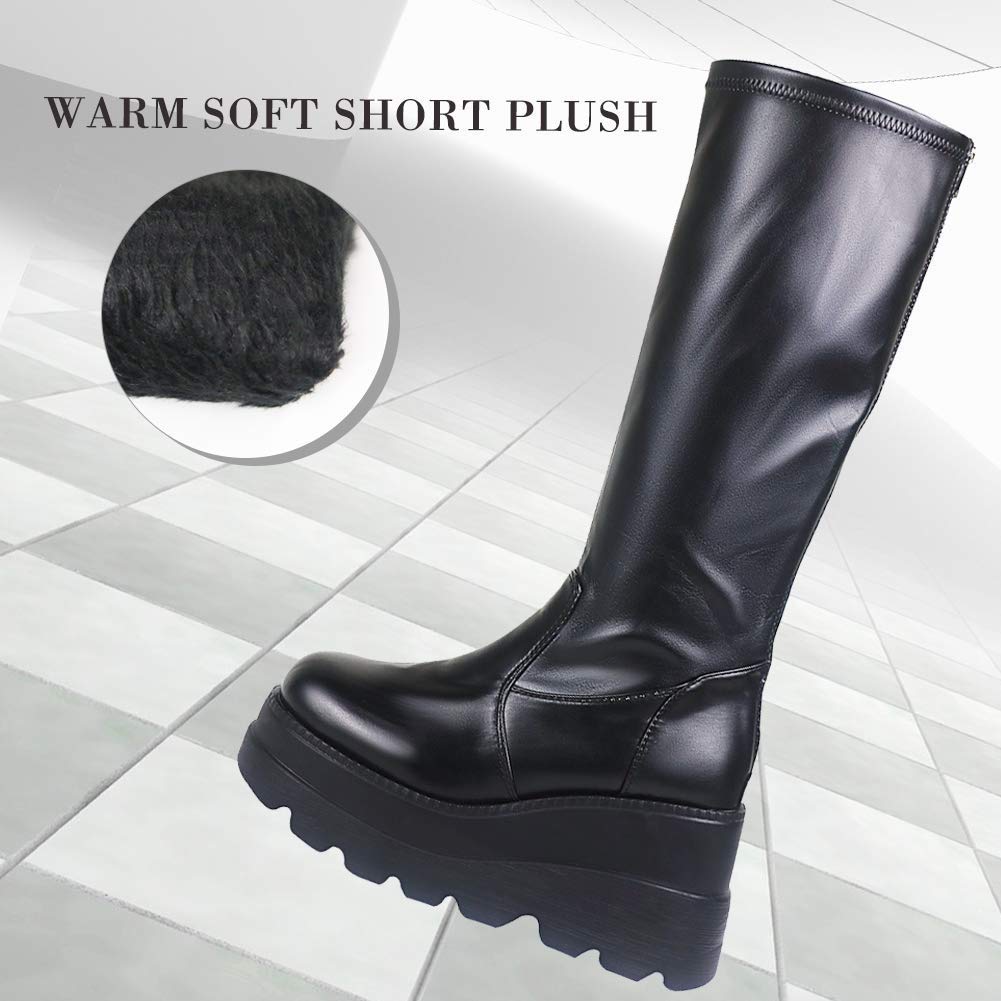 UMore Stiefel Damen Overknee Stiefel Plattform Stiefel Keilabsatz Plateau Thigh High Boots Damen Stiefel Winter Langschaftstiefel Lange Röhre Overknee-Stiefel