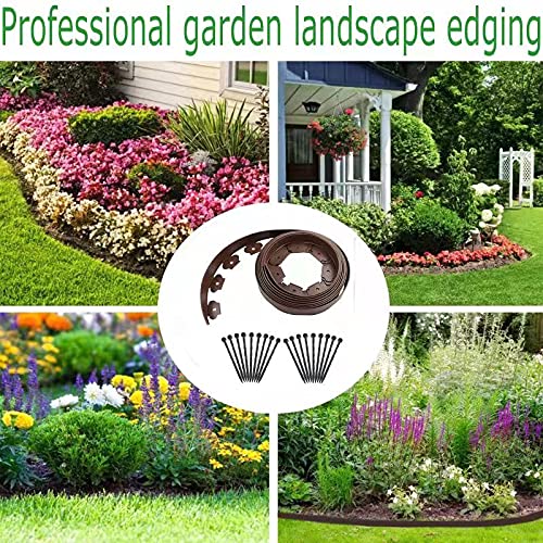 40ft Garden Kit with 36 Stakes,PE Plastic Garden for Yard,Lawn,Flower Gardens Border (Brown-40FT)