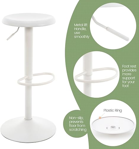 Miniatura 15 de Brage Living Taburete de bar ajustable, taburete de bar giratorio redondo de metal con elevador de aire, silla de bar de altura de mostrador sin