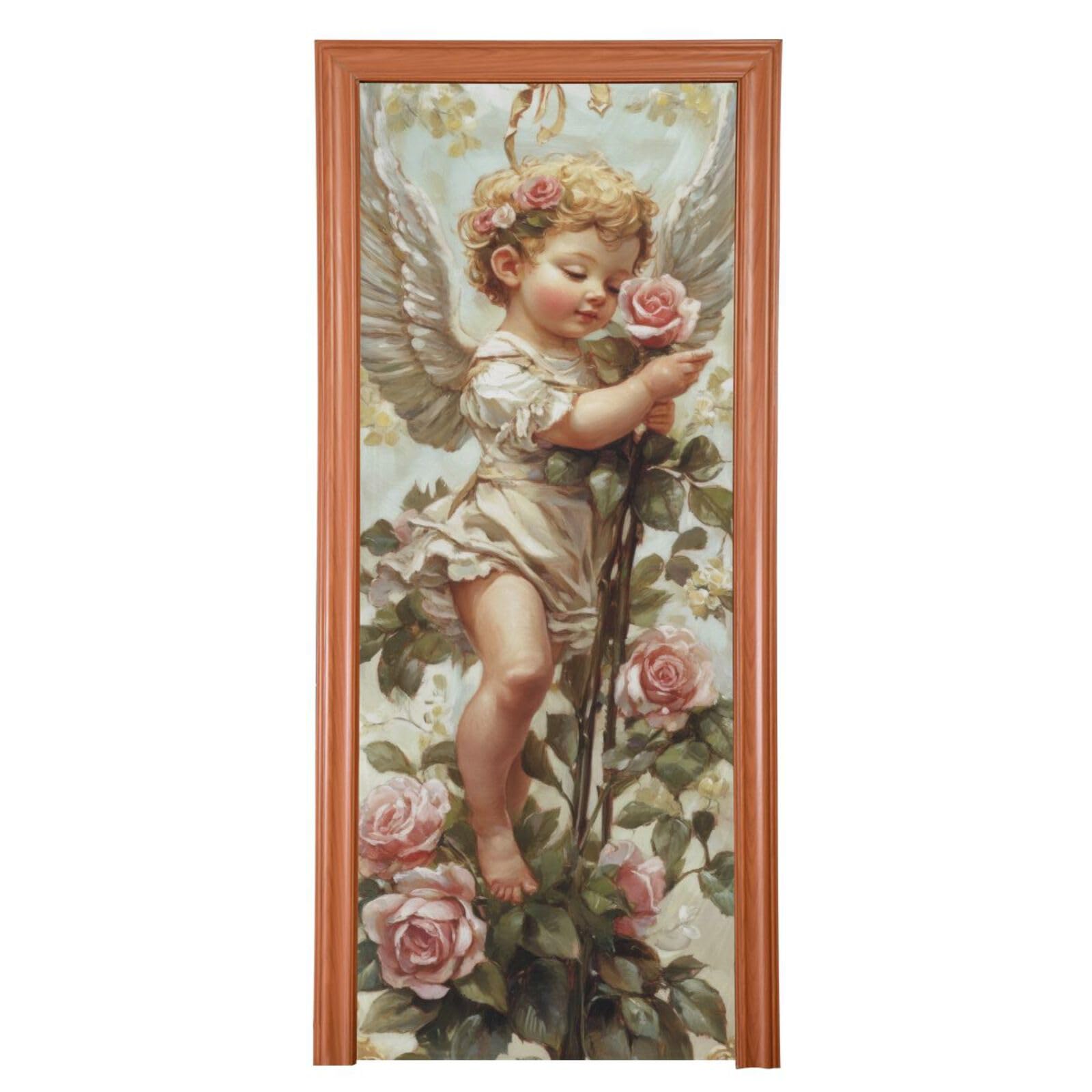 FLildon Valentine's Day Angel Cupid Door Cover Decoration, Party Accessory Porch Decor for Festive Ornament Room Door Covers 36 x 98 Inch