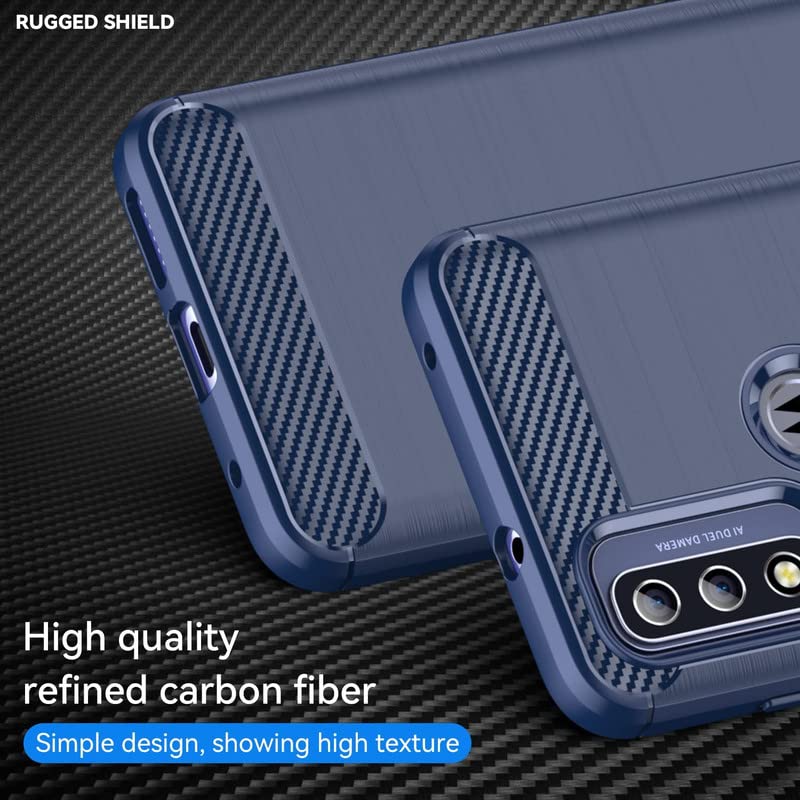 Image of NPRC Hybrid Ultra Slim Protective Case TPU Non-Slip Carbon Fiber Texture Shockproof Case Cover for Moto G Pure - Blue