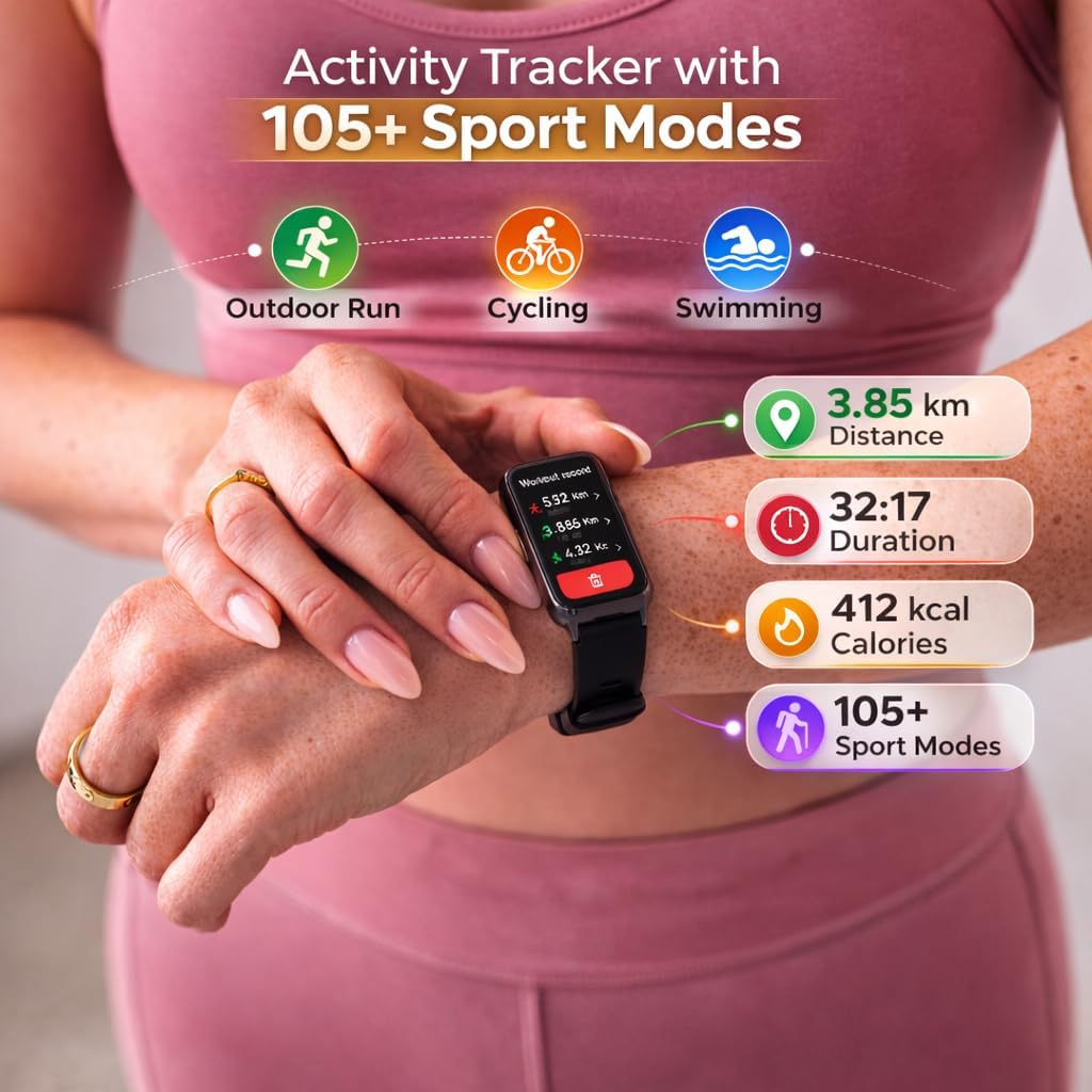 LUNO Active X1 Fitness Tracker, AMOLED Smart Watch with Blood Oxygen, Sleep Monitor, 24/7 Heart Rate & Blood Pressure, IP68 Waterproof Health Activity Trackers with Calories Step Counter for Women Men