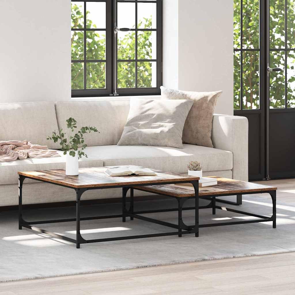 Table basse bois vieilli gain de place : la solution modulable pour petit salon