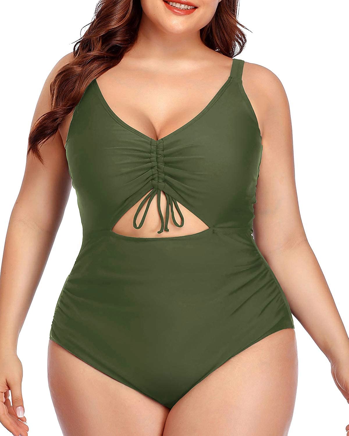 Daci Women Plus Size Cutout One Piece Swimsuits Tummy Control Bathing Suits V Neck Monokini Swimwear