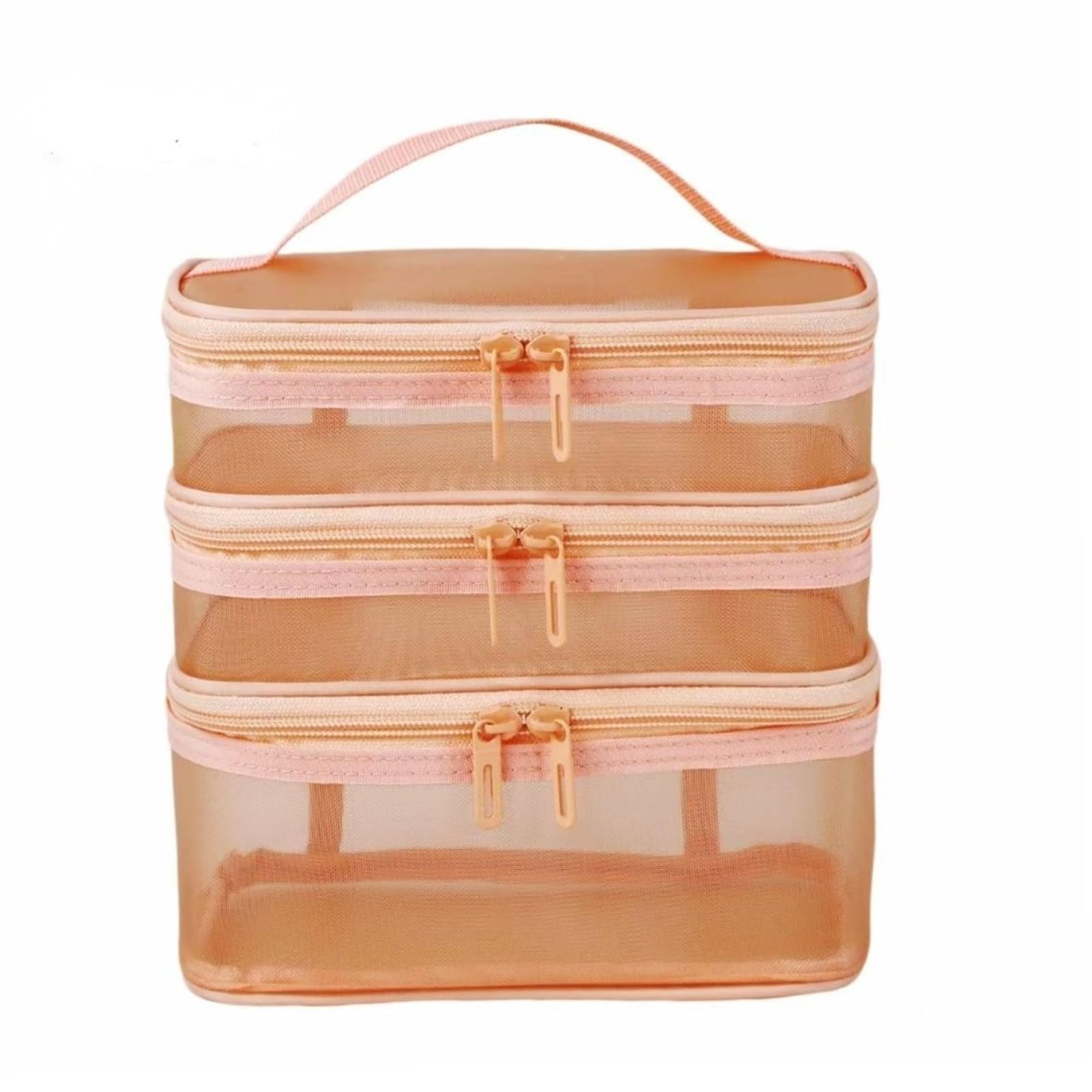 Borsa da viaggio portatile in rete trasparente 3 pezzi a 2/3 strati toilette di grande capacità Custodia for trucco Organizzazione articoli toeletta Per Il Viaggio(Orange-3 layer)