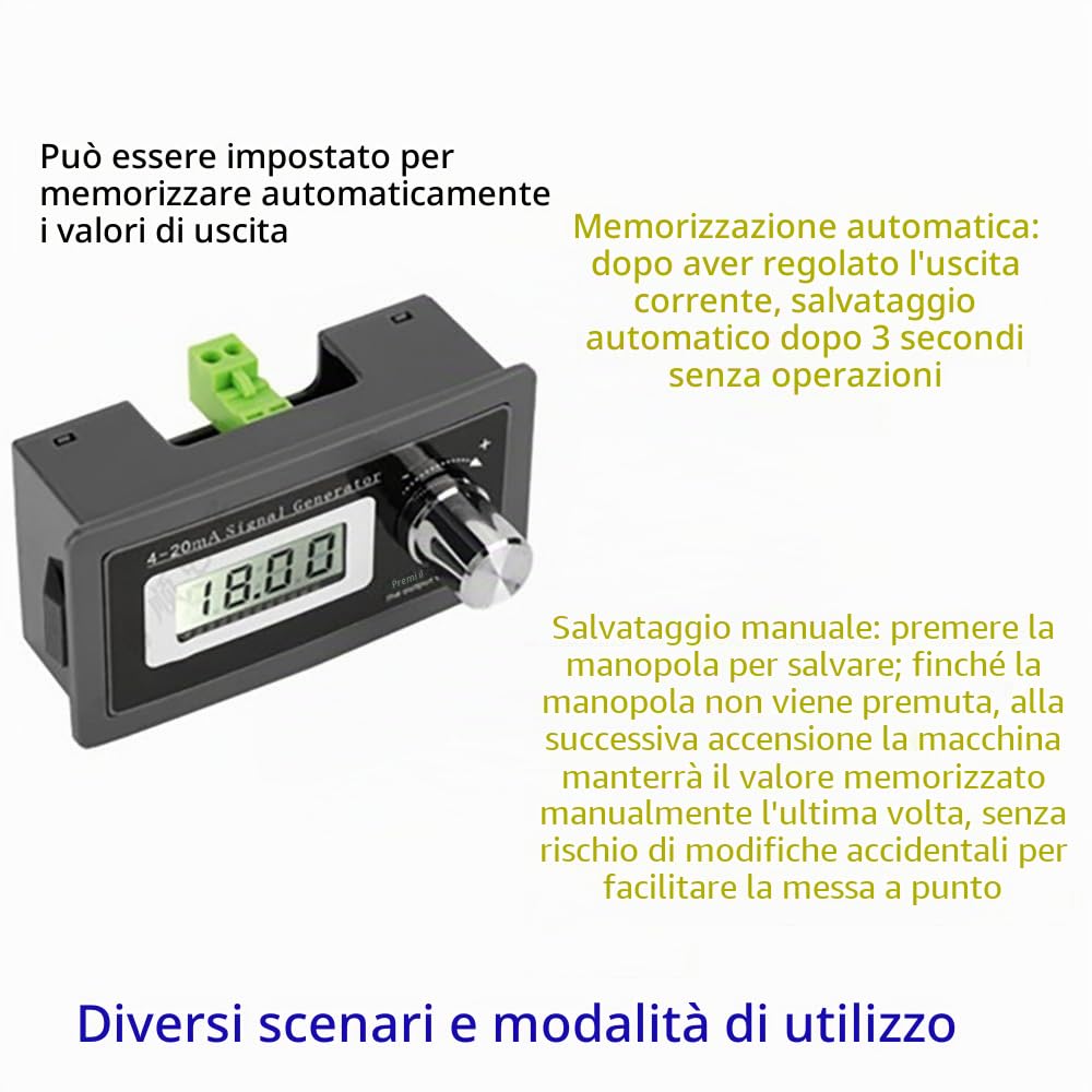 Jadeshay Generatore di Segnale,4-20mA Generatore di Segnali Current Loop Regolabile Test del Trasduttore a Due Fili Ad Alta Precisione 15V-30V Calibratore Sorgente Segnale Analogico Digitale