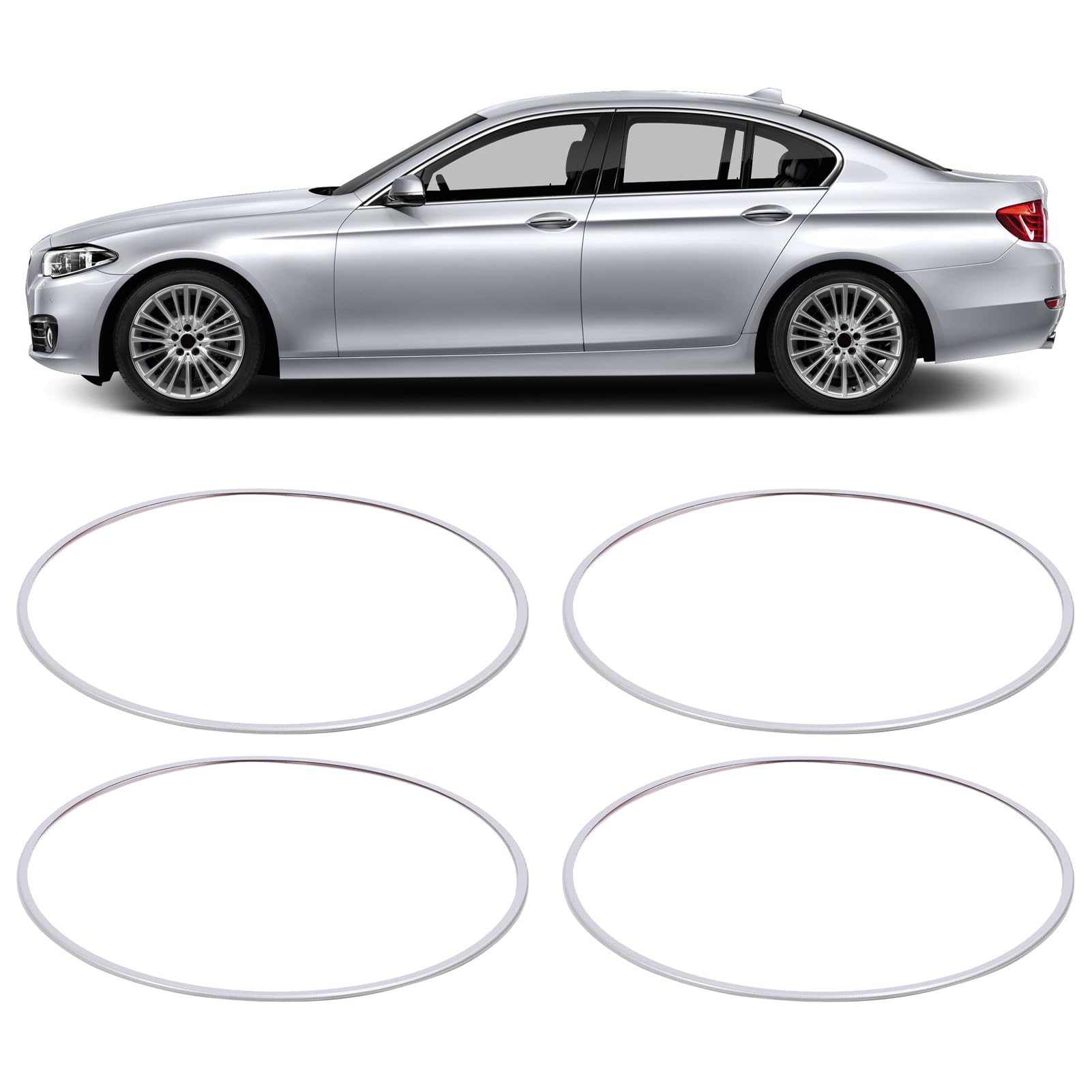 Yinhing 4-teiliger Felgenschutzring aus Aluminiumlegierung, 360-Grad-Kratz-Felgenschutz-Zierring für 19-Zoll-Nabe, mit Selbstklebung, kein Entfernen des Reifens Erforderlich, Silber