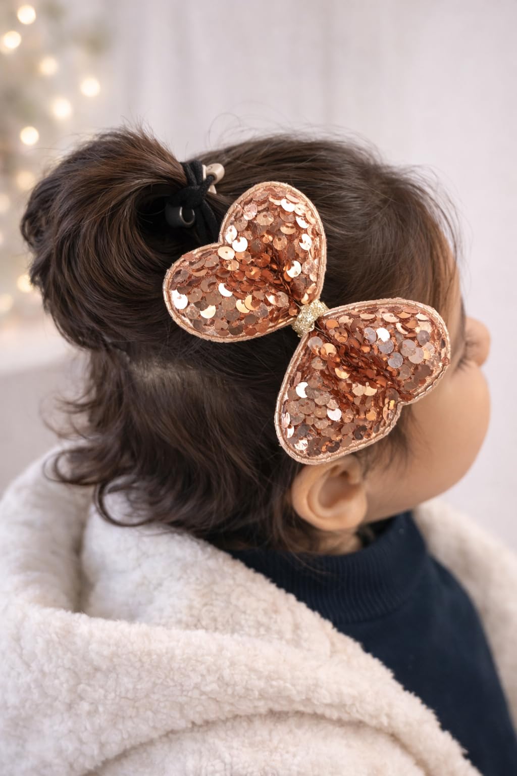 Sequin Bow Headband for Kids & Toddlers, Soft Flexible Sparkle Hair Band for Birthday Parties, Playdates, Photoshoots & Everyday Wear (ROSE GOLD)-image-26