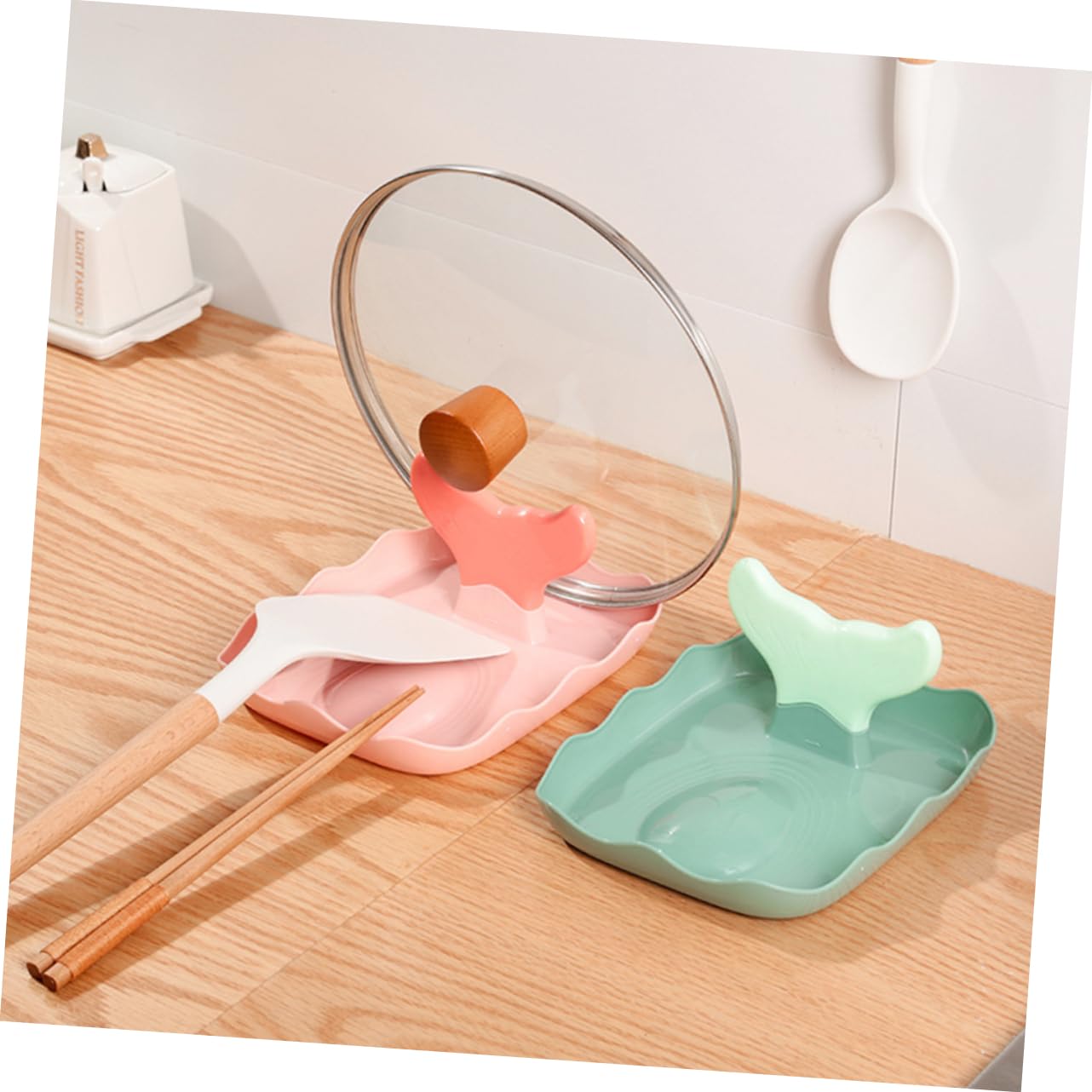 OKUMEYR 3Pcs Utensils Holder Multi Functional Pot Cover Holder Ladle Rack Kitchen Organization for Tidy Spaces