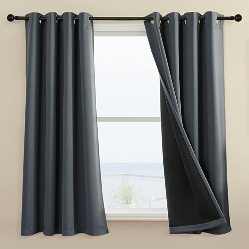 Miniatura 41 de Rutterllow - Cortinas 100% opacas, paneles de cortina con ojales, aislamiento térmico y bloqueo de luz para habitación y sala de estar, (2 paneles