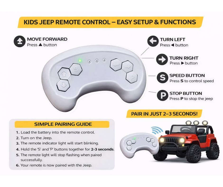 Image of kidsROAR Electric Ride-On Jeep for Kids | Remote Control 12V Battery Operated Rechargeable Big Car with LED Lights Music | Boys & Girls Age 3 to 7 Years (Black)