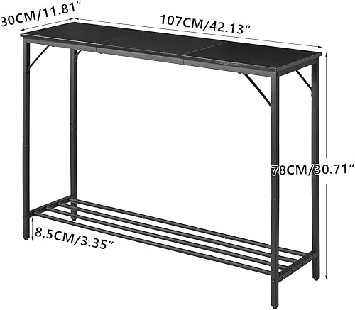 Miniatura 3 de YMYNY Mesa consola, mesa de entrada industrial de 42.1 pulgadas, mesa de sofá estrecha con estantes, mesa de sofá para entrada, pasillo, sala de