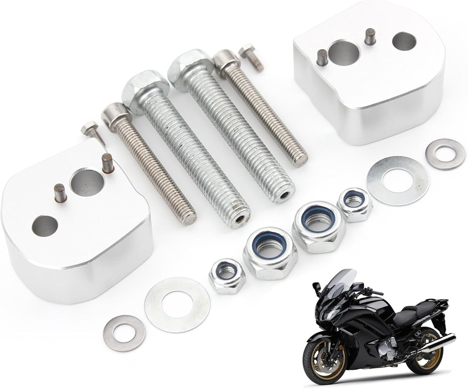 Kompatybilny z Yamaha FJR1300 2006-2020 srebrna kierownica motocyklowa Riser 25 mm wysokość podkładka aluminiowa uchwyty motocyklowe mocowanie zacisk akcesoria