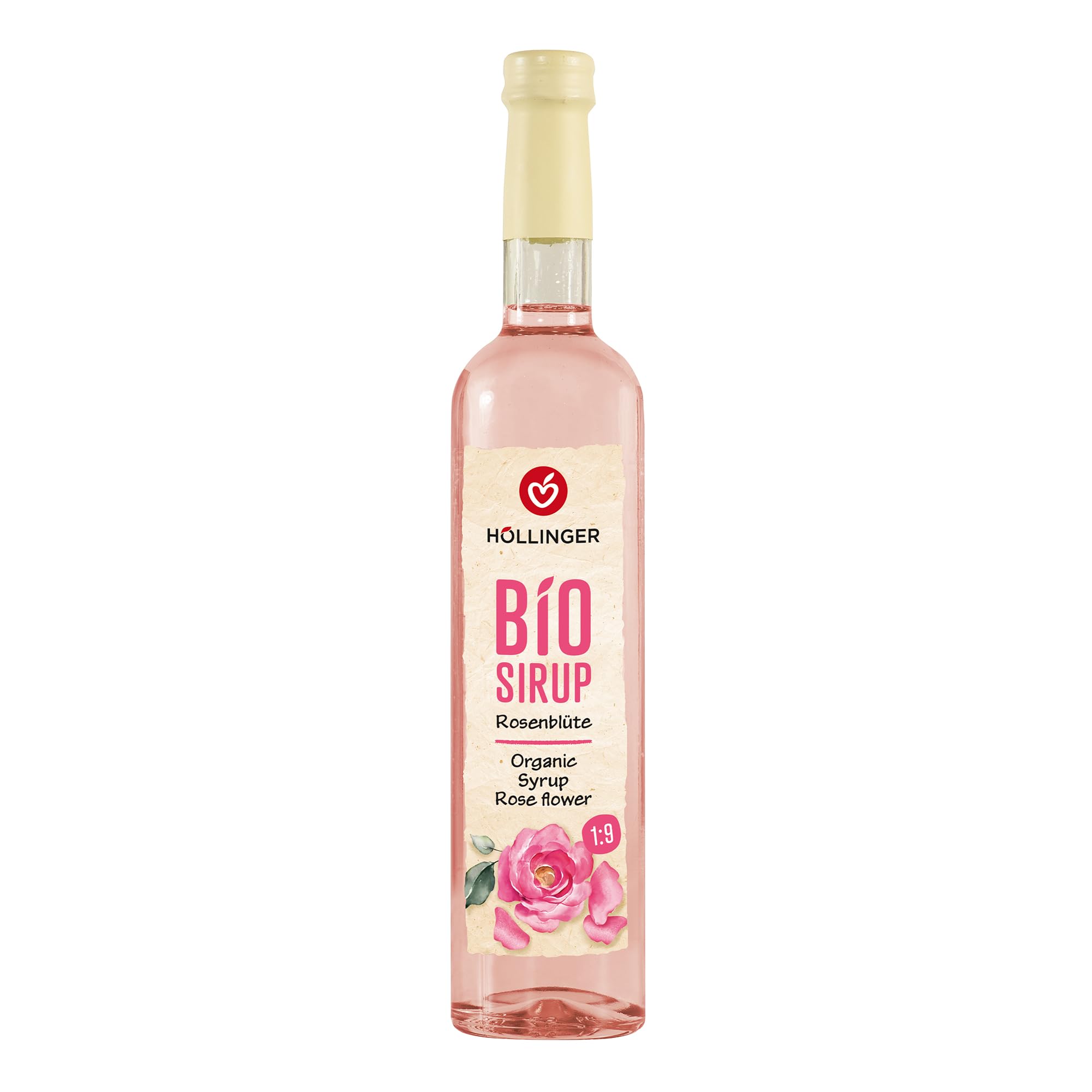 Höllinger Sirop de fleur de rose biologique, végétalien, bouteille en verre de 3x500 ml, saveur florale