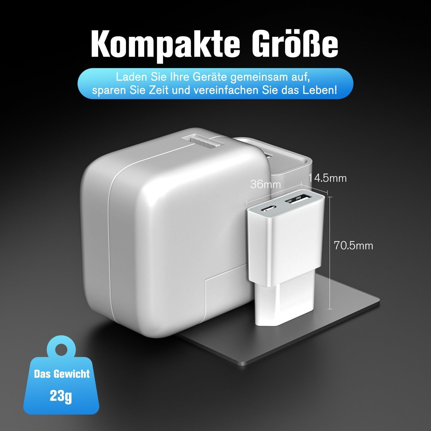 5W USB-Ladegerät ultradünner universeller Ladeadapter (5V 1A) – 2 Ports: USB-C + A (30er Pack) für iPhone, eBook-Readern,elektrischen Zahnbürsten Xperia, Playern & Smartphones– Weiß