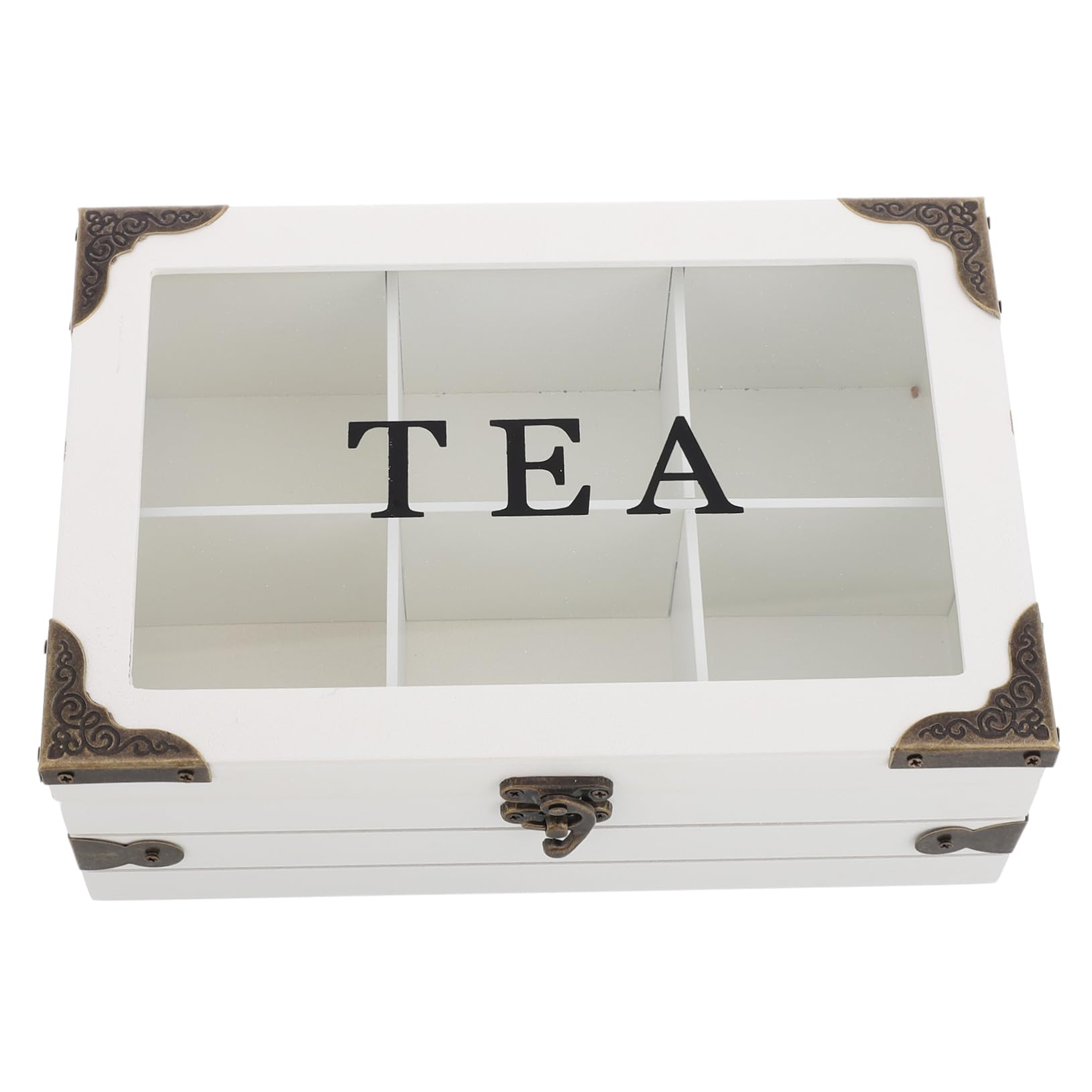SOLUSTRE Vintage Teebeutel Praktische Organizer Aufbewahrungsbox mit 6 Fächern im Klassischen Retro Stil und Deckel für Teeaufbewahrung für Zuhause