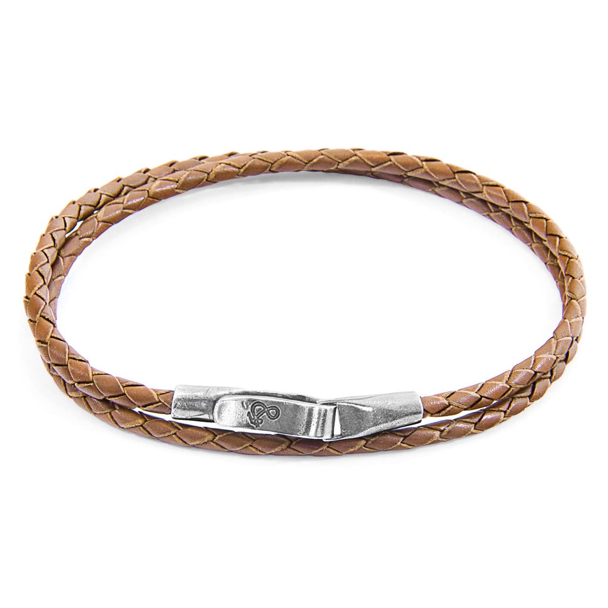 ANCHOR & CREW Pulsera Liverpool De Plata Y Cuero Trenzado Marrón Claro - Hombre - 19cm