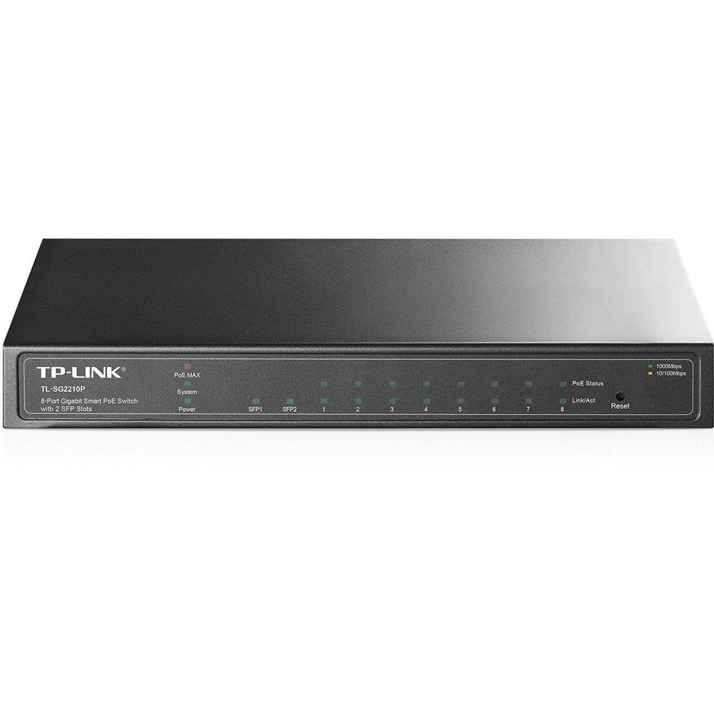 TP-Link TL-SG2210P Switch PoE Administrable 8 Ports Gigabit (8 Ports PoE, 2 Ports SFP, Bureau)