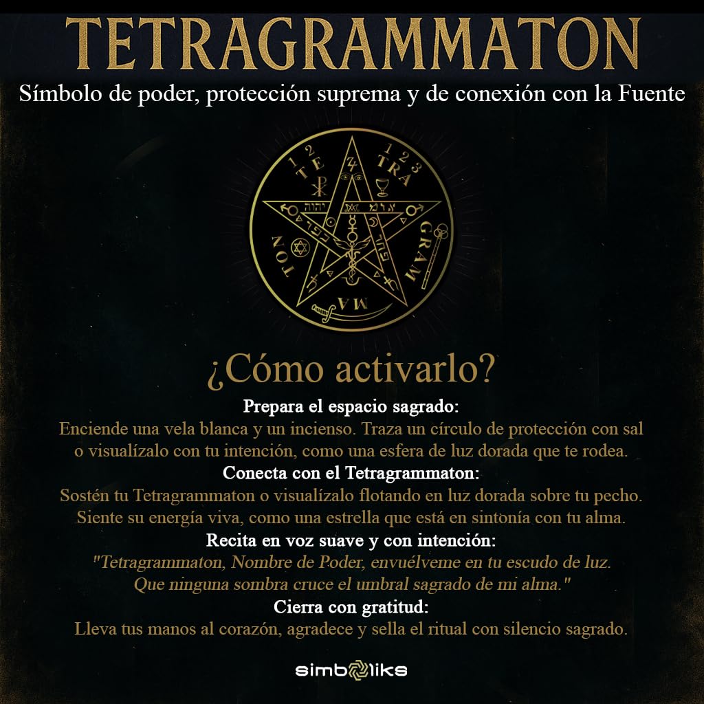 Simboliks Tetragrammaton colgante de acero, Amuleto de protección mal de ojo y mala energía, Talismán de protección personal, Pentáculo, Tetragrammaton contra el mal de ojo hechizos Amuleto