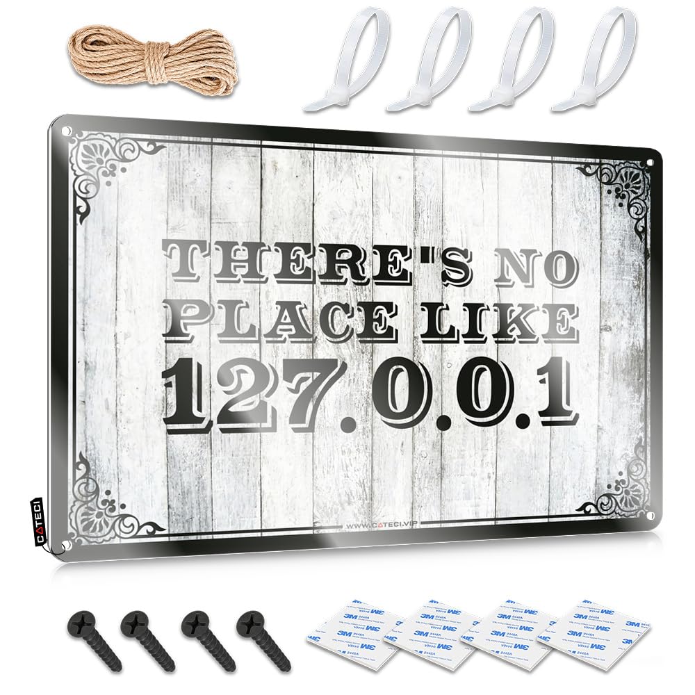 Artwork Home Funny Sign - There’s No Place Like 127.0.0.1 Birthday Rustic Wall Hanging(20X30CM)