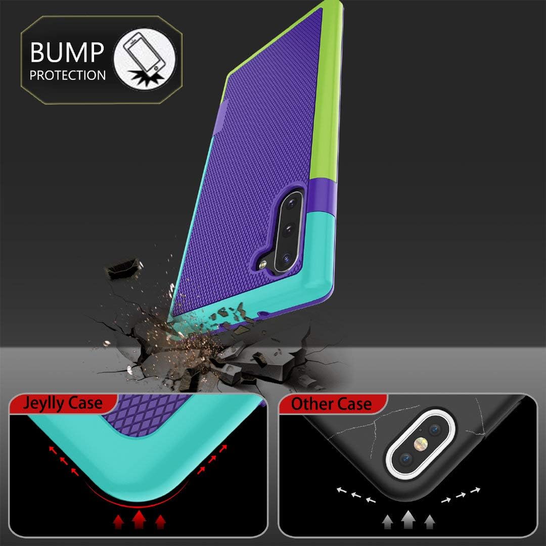 Jeylly for Samsung Galaxy Note 10 Case, Ultra Slim 3 Color Hybrid Impact Resistant Anti-Slip Shockproof Soft TPU Hard PC Rugged Durble Case Cover for Samsung Galaxy Note 10 6.3 inch (Purple) - Image 3