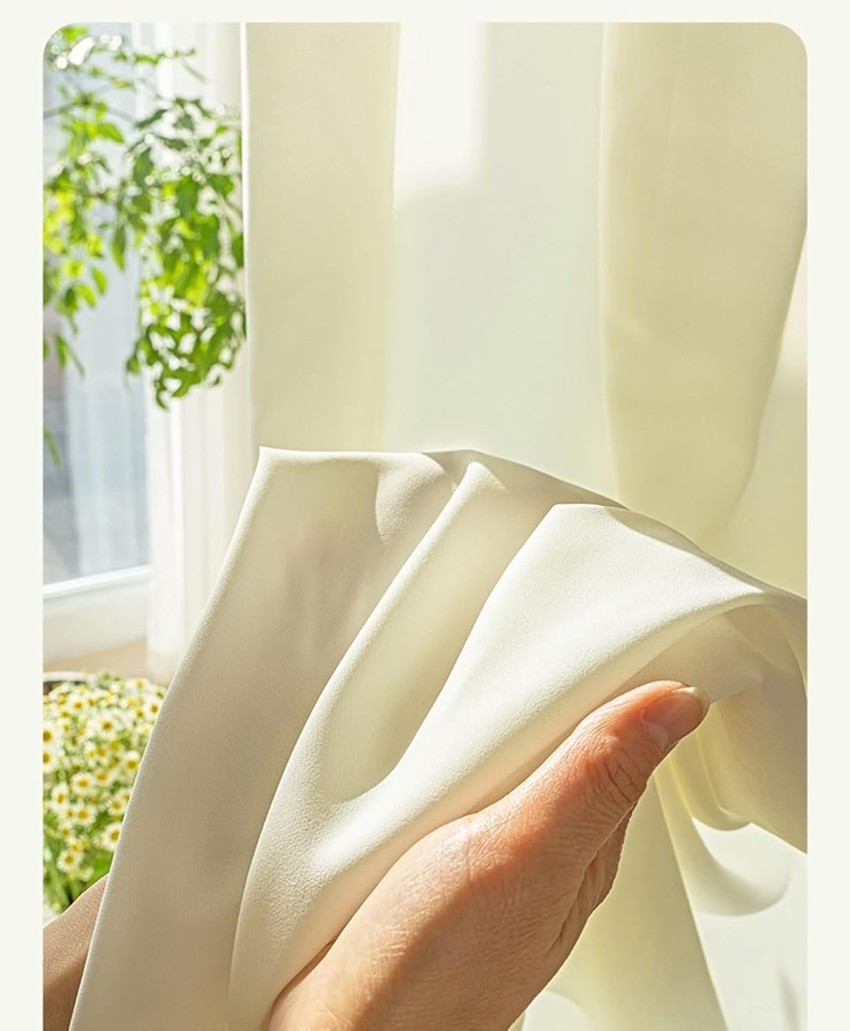 Daesar Voile Curtains 2 Panels Set 96 Inch Length, Hooks Tulle Curtains Solid Color Sheer Drapes Window Treatment for Home, Office, Bedroom Living Room, 42x96 Inch White