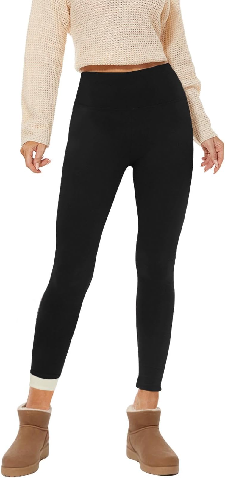 Thermal Leggings Women Thick Fur Fleece Lined Leggings High Waisted Winter Warm Black Soft Tights Tummy Control Gym Yoga Fitness Stretchy Pants Trousers