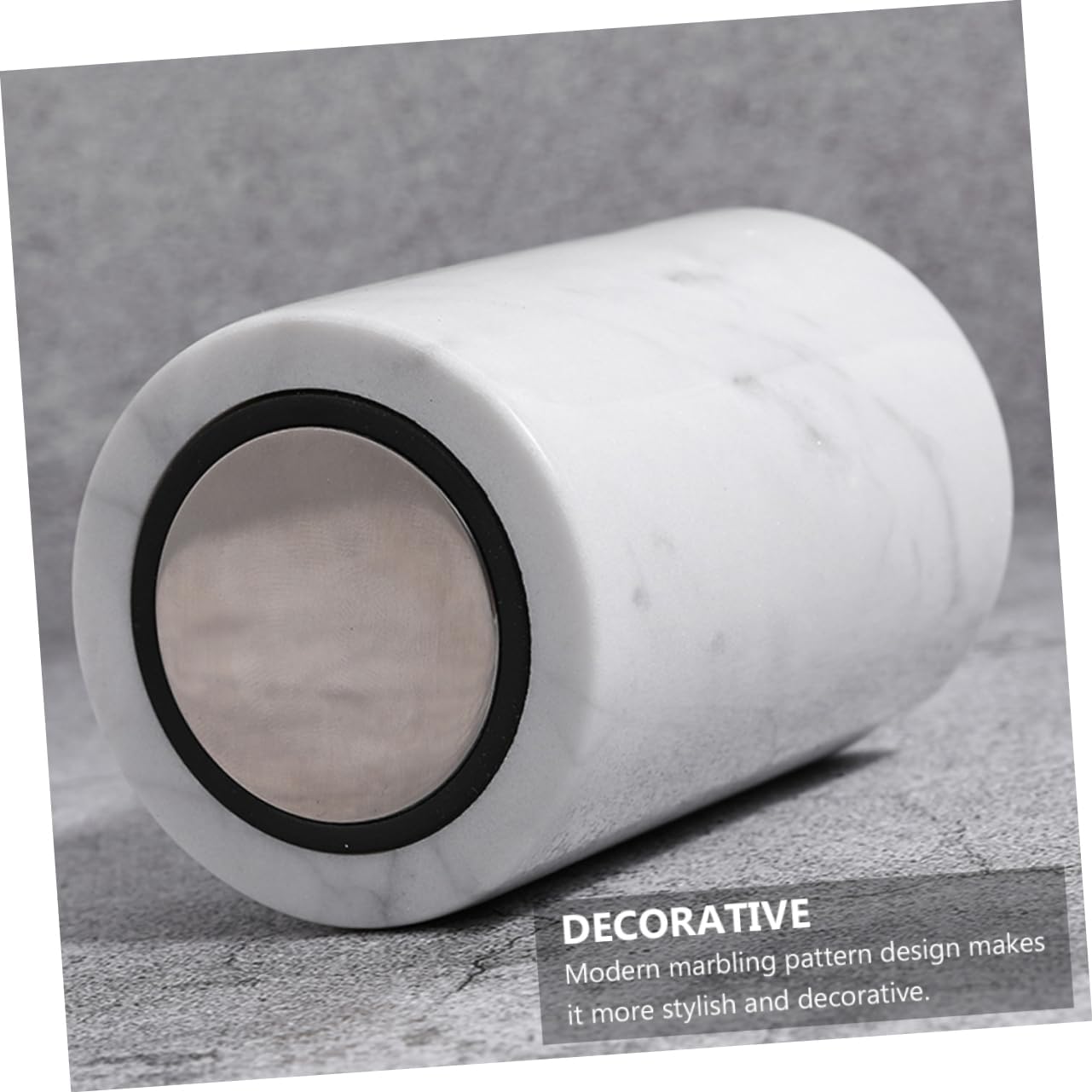 Ciieeo Cotton Swab Dispenser Box Marble Pattern Toothpick Holder for Drawing Room