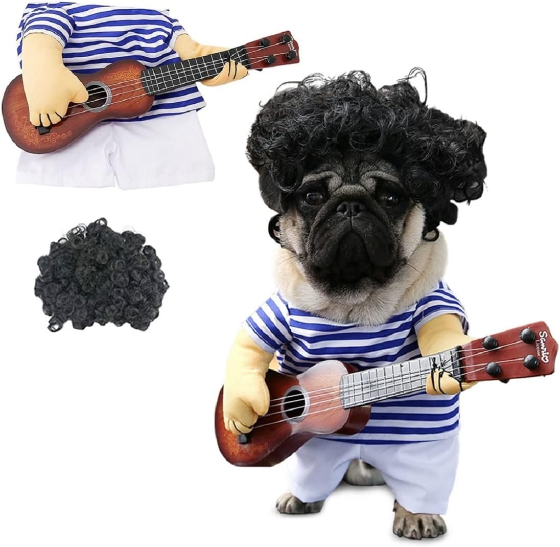 Idepet Funny Guitar Dog Costumes Pet Clothing Dog Clothes Suit for Puppy Small Medium Dogs Chihuahua Teddy Pug Christmas Party Halloween Costumes Outfit (M)