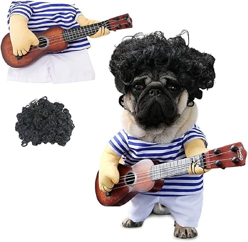Miniatura 8 de Idepet Disfraz de Halloween para mascotas, divertido disfraz de guitarra para perro, ropa para mascotas, traje para cachorros, perros pequeños y
