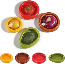 PIBOKU 4pcs Silicone Fruit Storage Box, Silicone Fruit And Vegetable Anti-Oxidation Storage Containers, Fresh Preservation Box for Avocado Tomato Onion Lemon, Container Set for Fridge Keep Fresh.