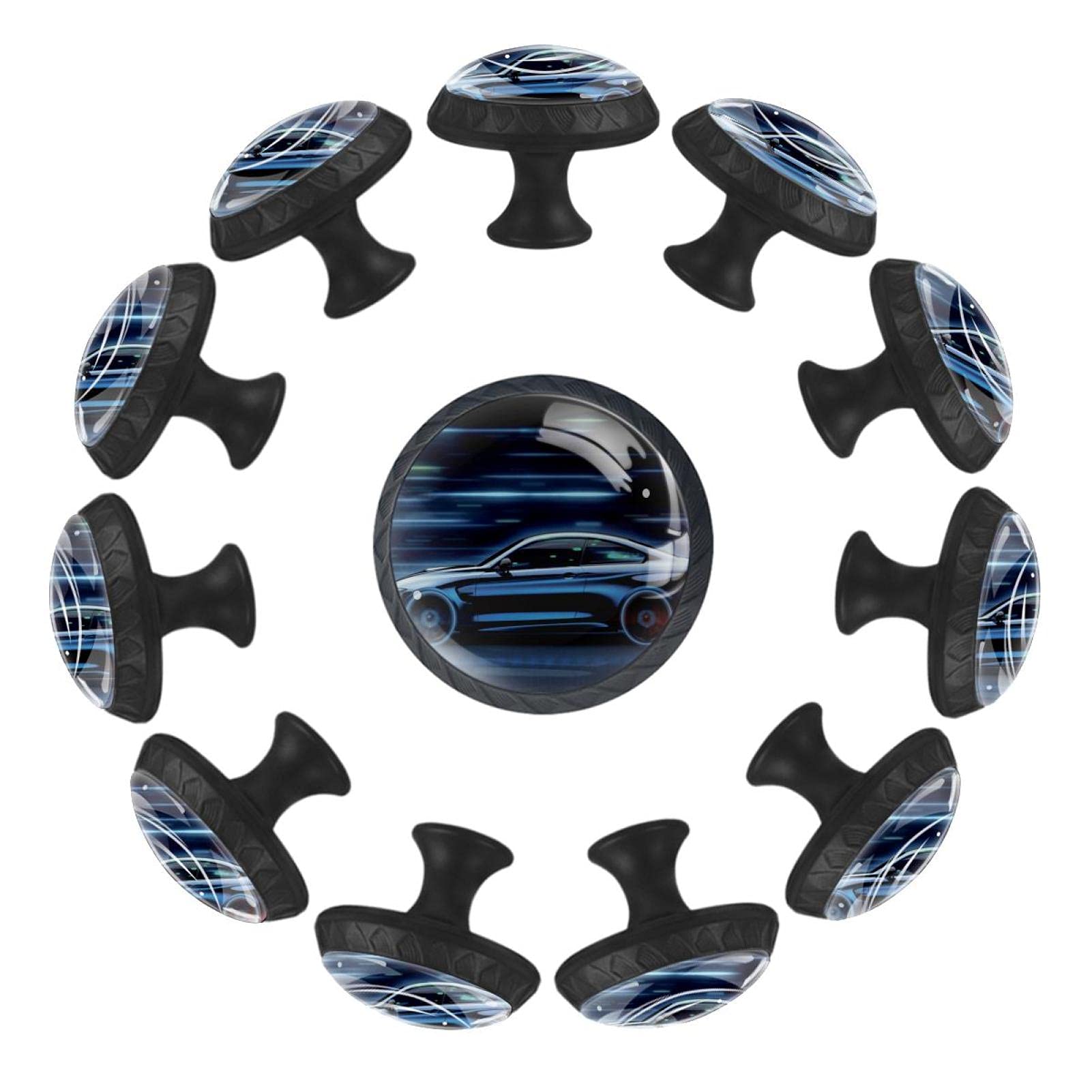 Boutons de tiroir ronds lot de 12 de 35 mm sur le thème voiture pour meuble enfant