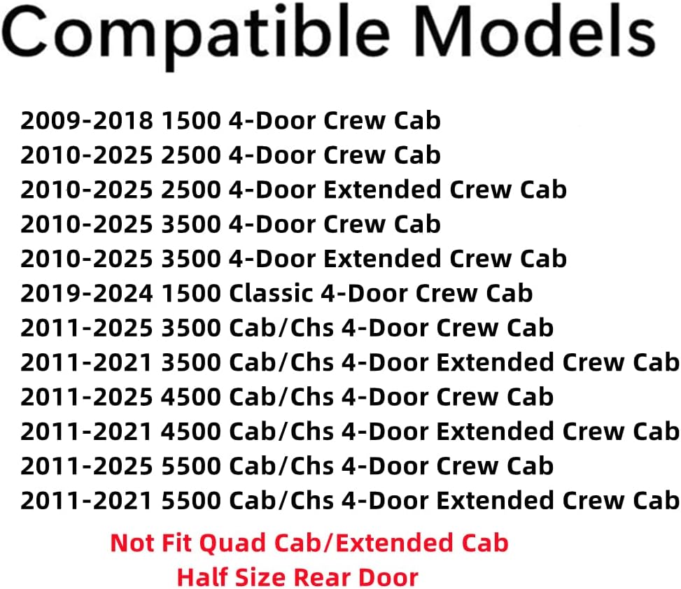 Driver Left Side Rear Door Window Glass Compatible with Dodge Ram 1500 2009-2018 & 1500Classic 2019-2024 & 2500 3500 2010-2025 & 3500Cab/Chs 4500 5500 2011-2025 4-Door Crew/Extended Crew Pickups