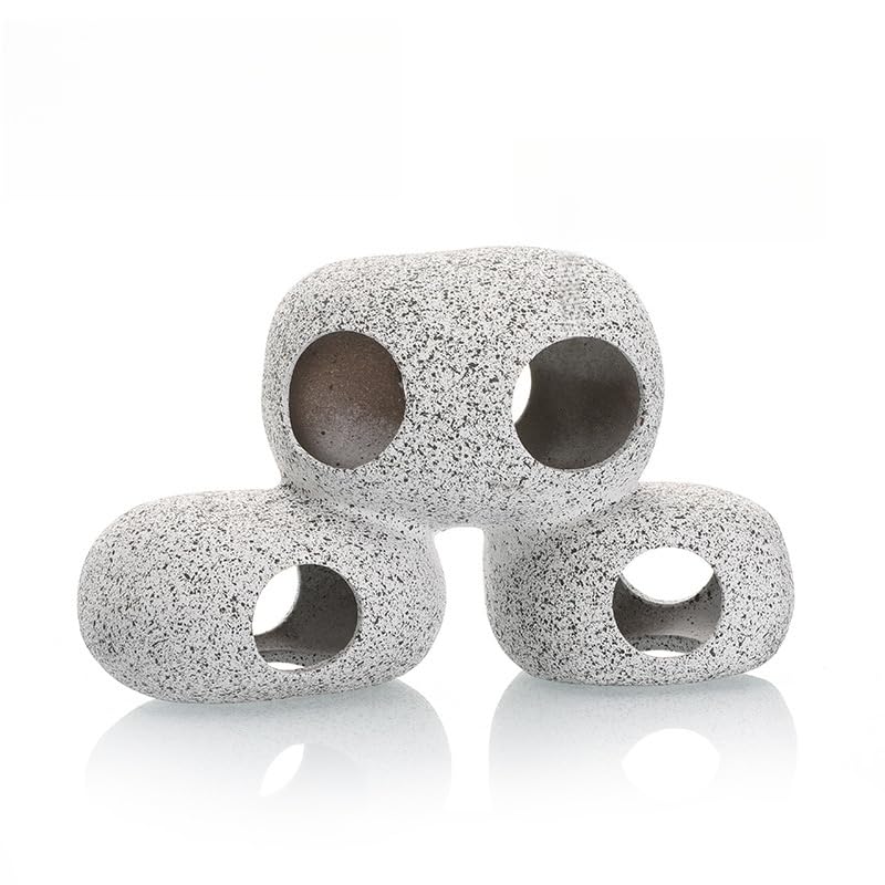 BEGONDIS Aquarium Rock Cave Hideaway for Fish and Aquatic Pets, Breeding Shelter Decoration, Ceramic Fish Tank Ornaments, Decor Stone for Betta (Style-4)