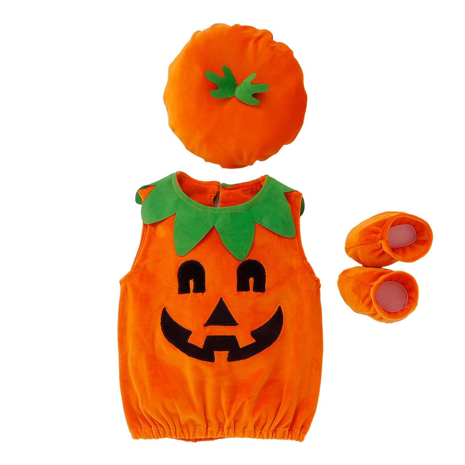CocMouse Newborn Toddler Baby Girl Boy Halloween Pumpkin Costumes Long Sleeve Crew Neck Tops+Hat Set Cosplay Clothes (B-Orange