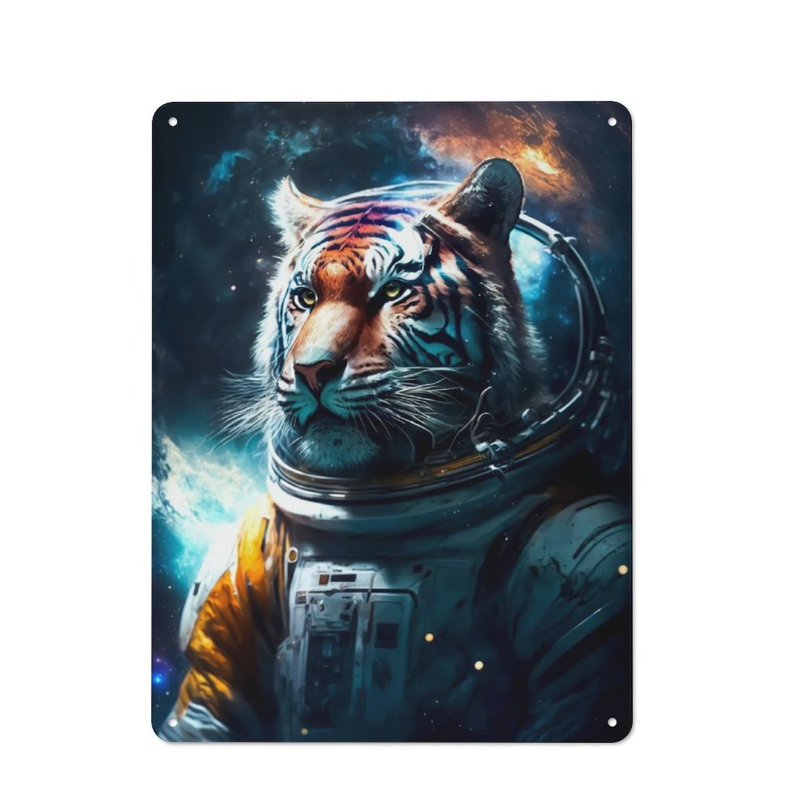 Junmoney Tiger Vintage Tin Wall Plaque 40X30cm For Workshop Wall, A Decorative Christmas Gift For Makers And Diy Enthusiasts