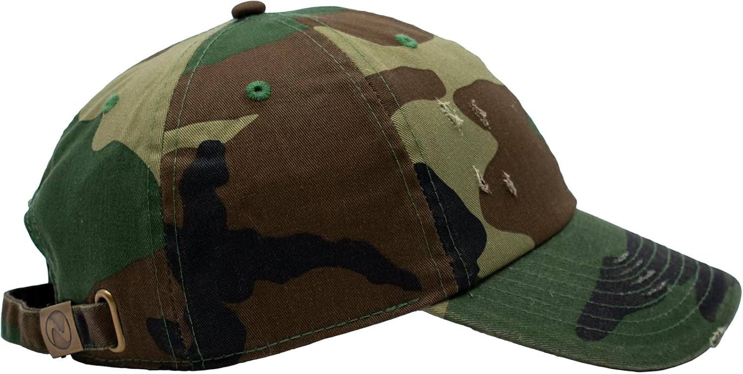 Stephanie Imports Distressed 6-Panel Cotton Baseball Unisex Cap with Adjustable Brass Buckle