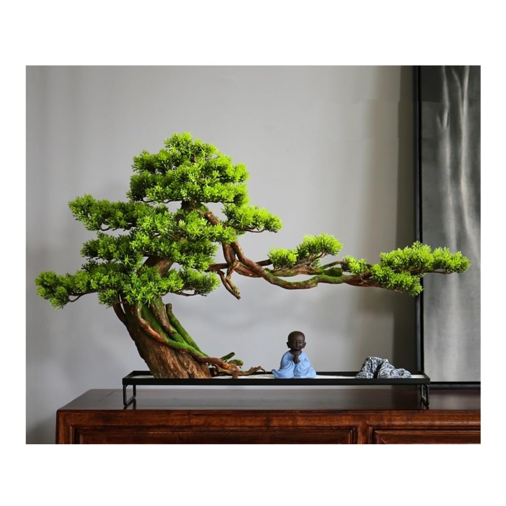 TEESONG Bonsai Tree Pot for Fake Tree Chinese Style Artificial Tree Ornaments Entrance Cabinet Hotel Decoration Landscape Bonsai Zen Office Greenery Decor(B)