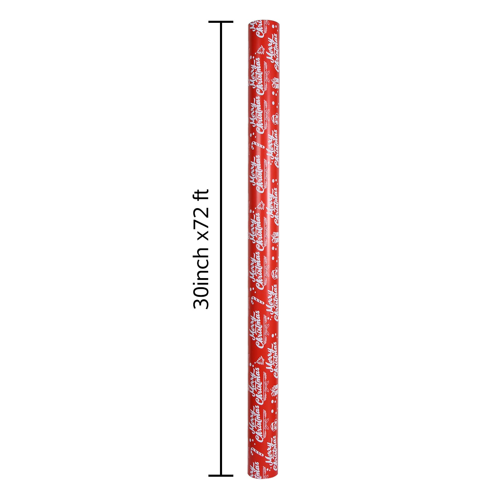 Aimyoo Rouleau de papier cadeau de Noël rouge Jumbo – Motif cheval à bascule, houx, Père Noël, 76,2 cm x 22 m