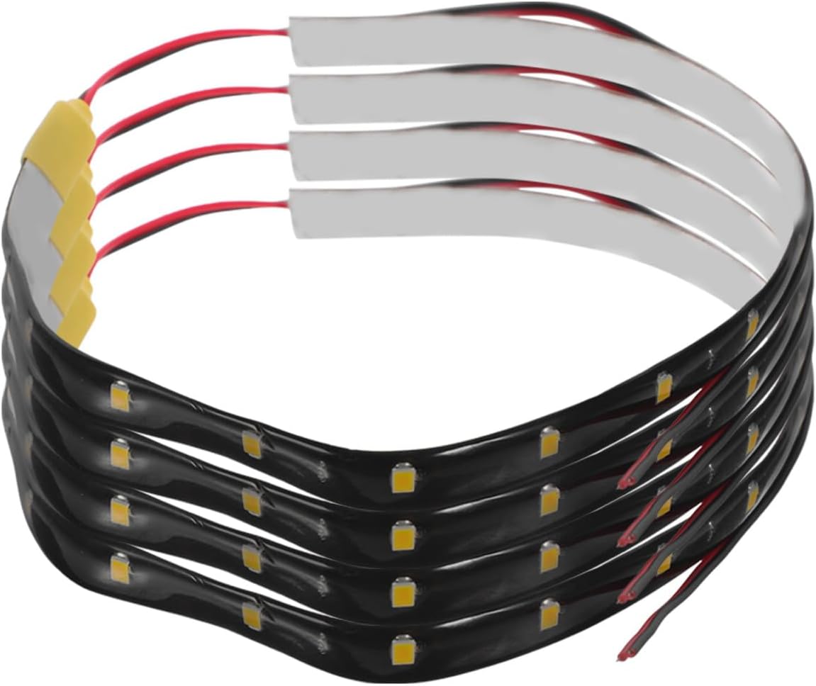 4pcs Yellow LED Strip Lights for Cars, Golf Carts, Motorcycles
