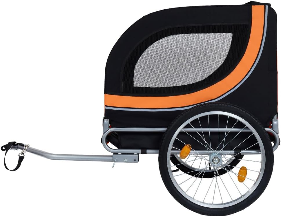 Large Folding Dog Bike Trailer with 66LB Capacity – Durable Steel Frame Pet Carrier for Cycling, Jogging, Camping and Outdoor Adventures, Black-Red