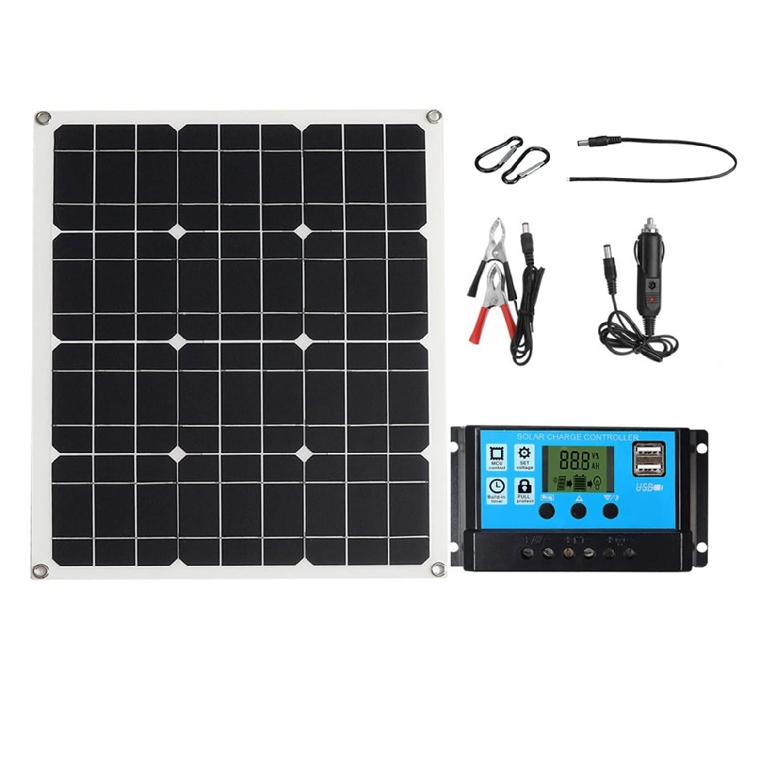 Przenośne panele słoneczne Elastyczny zestaw paneli słonecznych 100W Przenośna ładowarka słoneczna 18V System domowy 5V USB do telefonu 12V RV Samochód Łódź Camping Akumulator wodoodporny (kolor: z
