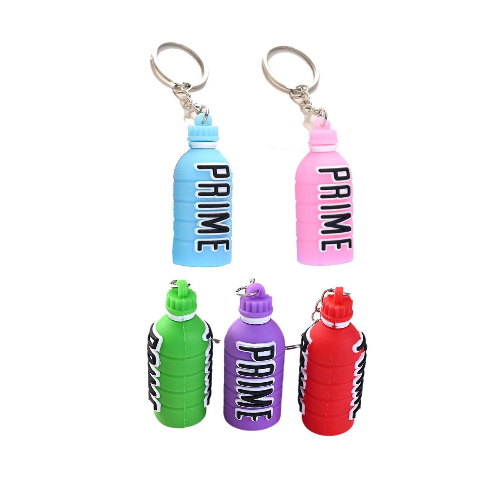 5 Pcs Bottle Keychains for Car Keys Boys Cute Cartoon Metal Bag Keyrings with Can Decorations for Women Men Kids Gift Creative Tag Sports Drink Key chain for Backpack Charms Christmas Filler