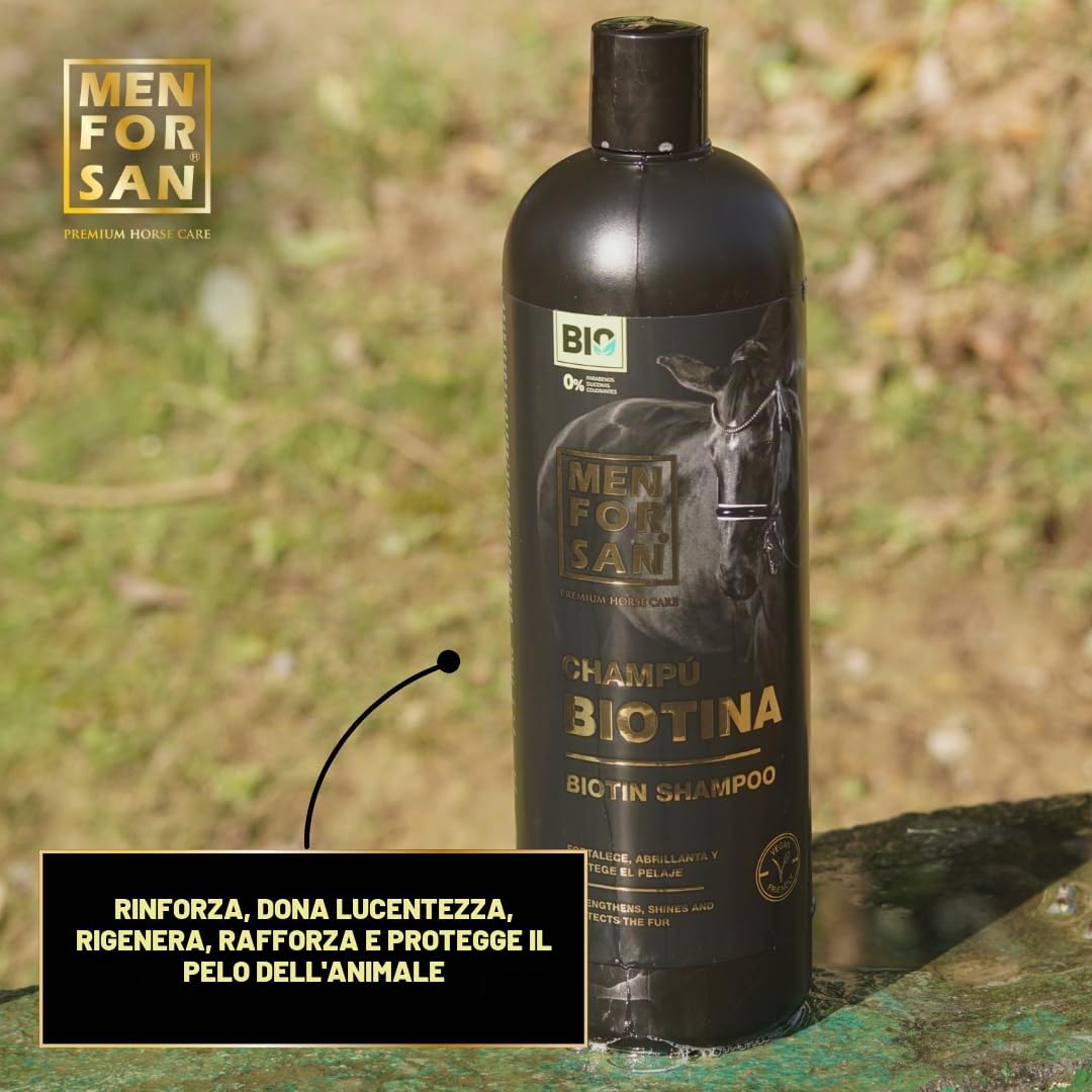 MENFORSAN Shampoo alla biotina per cavalli, 1L | BIO - Vegan friendly - 100% naturale | PREMIUM HORSE CARE