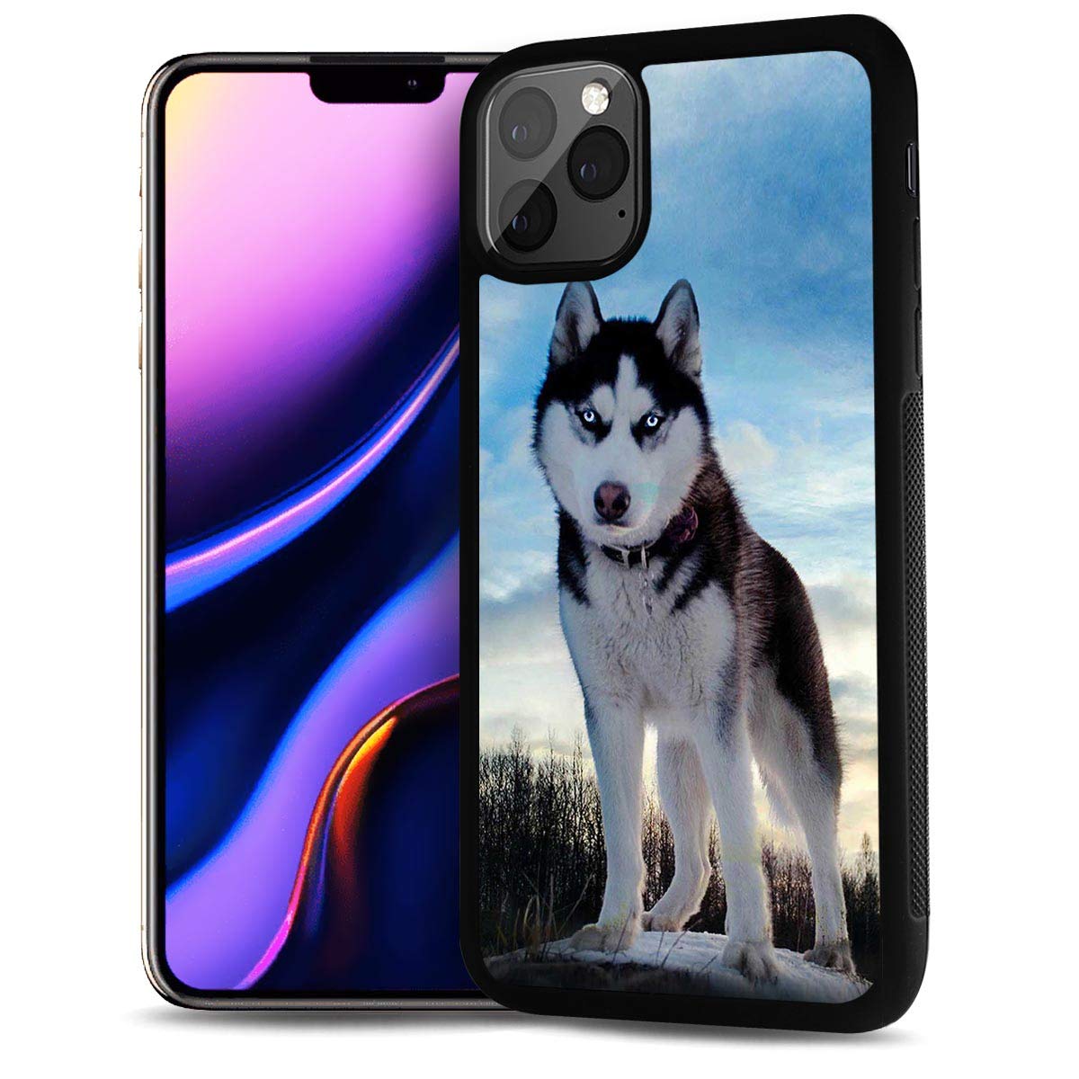 for iPhone 11 Pro Max, Durable Protective Soft Back Case Phone Cover, HOT12135 Husky Dog
