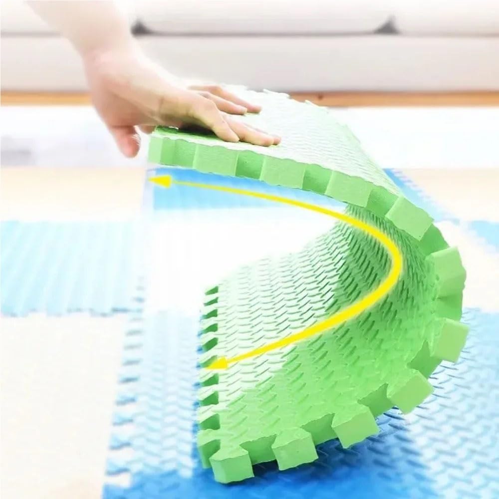10 Stück 2,5 cm Schaumstoff-Krabbelmatte, Schaumstofffliesen, Schaumstoff-Puzzle, ineinander greifende Spielmatte, geeignet zur Bodendekoration(Red-Yellow)