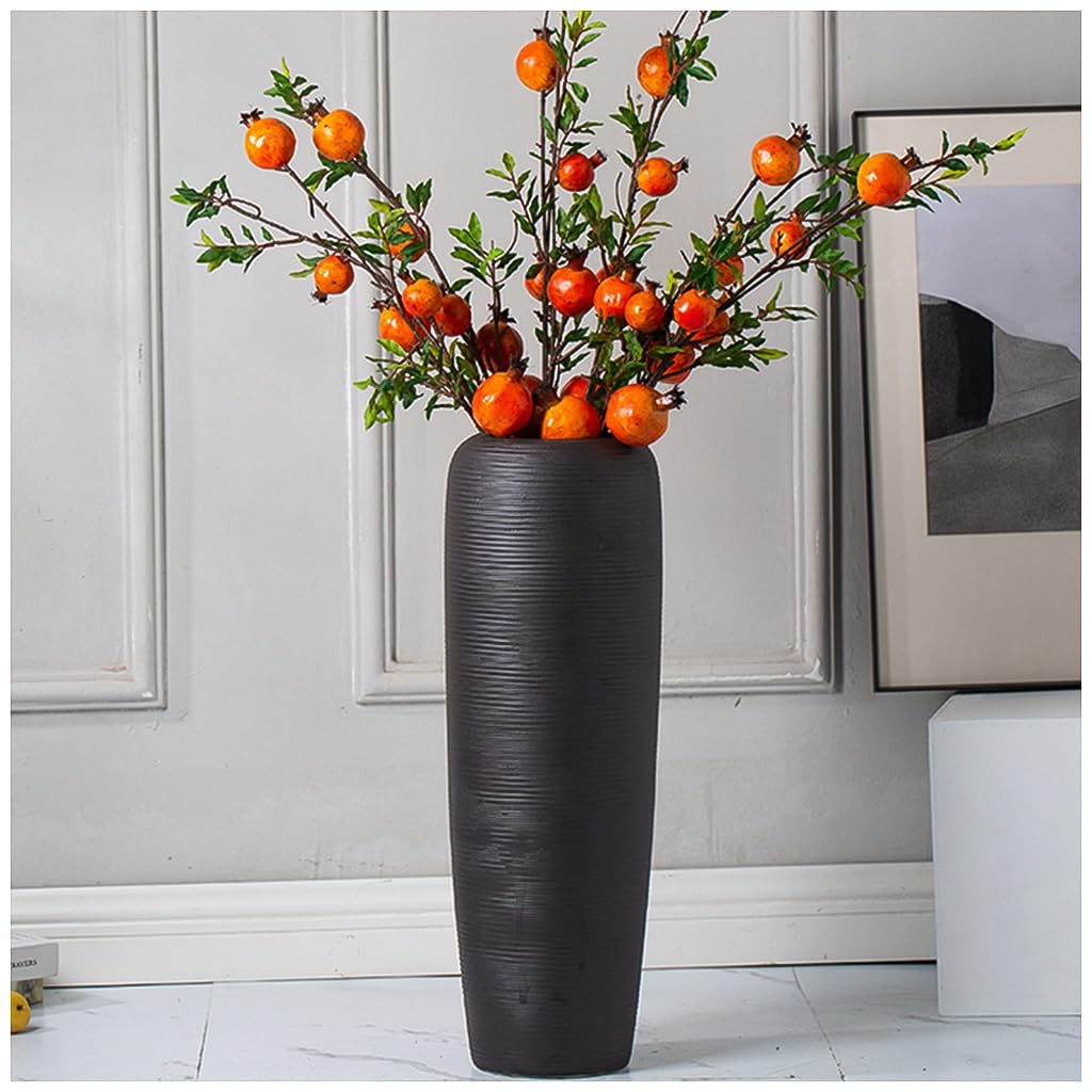 Asklfnei Black Vases Large Floor Ceramic Tall Vase, Whiteflower Tall Vases For Office, Farmhouse,Living Room Décor, Flower Arrangement Vase (,60Cm)