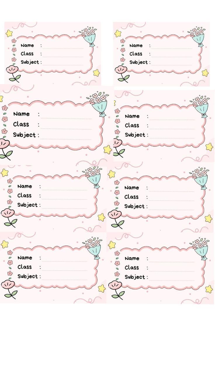 School Book Labels, Student Name Subject Class Tag, Set of 40 (Baby Pink)